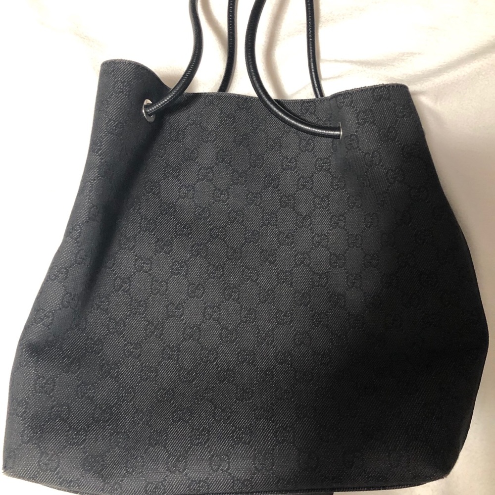 gucci black canvas tote bag
